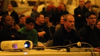 USS Gerald R. Ford Sailors Watch the Army Navy Football Game While on Deployment