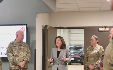 New York Gov. Kathy Hochul speaks to New York National Guard members