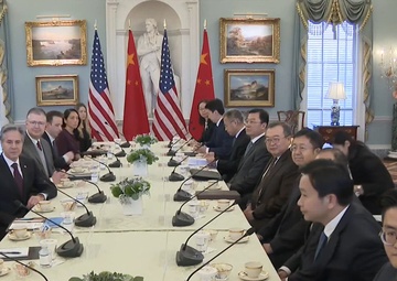Secretary of State Antony J. Blinken meets with People’s Republic of China CCP International Liaison Department Minister Liu Jianchao at the Department of State