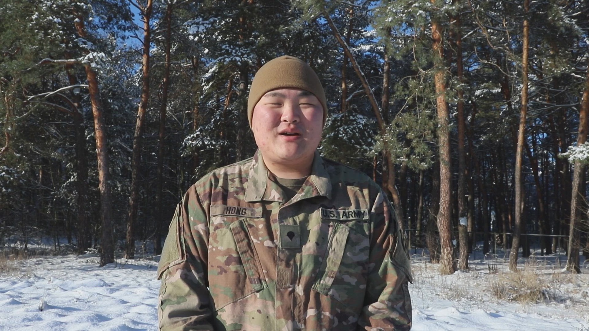 U.S. Army Soldiers assigned to the 3rd Division Sustainment Brigade's Task Force Provider send video messages to families back home throughout the month of January while deployed to Europe and conducting operations and training to assure allies and deter adversaries in the region.
U.S. Army Spc. Richard Hong, assigned to the 87th Division Sustainment Support Battalion, 3rd Division Sustainment Brigade, 3rd Infantry Division, gives a shoutout to his wife for Valentine's Day on Karliki, Poland, Jan. 20, 2024. 
U.S. Army Sgt. Justin Robinson, assigned to the 87th Division Sustainment Support Battalion, 3rd Division Sustainment Brigade, 3rd Infantry Division, gives a shoutout to his family for Valentine's Day on Karliki, Poland, Jan. 20, 2024. 
U.S. Army Pfc. Robert Taylor, assigned to the 87th Division Sustainment Support Battalion, 3rd Division Sustainment Brigade, 3rd Infantry Division, gives a shoutout to his family for Valentine's Day on Karliki, Poland, Jan. 20, 2024. 
U.S. Army Spc. Brea Hunter, assigned to the 87th Division Sustainment Support Battalion, 3rd Division Sustainment Brigade, 3rd Infantry Division, gives a shoutout to her family for Valentine's Day on Karliki, Poland, Jan. 20, 2024. 
U.S. Army Pfc. David Robinson, assigned to the 87th Division Sustainment Support Battalion, 3rd Division Sustainment Brigade, 3rd Infantry Division, gives a shoutout to his family for Valentine's Day on Karliki, Poland, Jan. 20, 2024. 
U.S. Army Spc. Luis Torres, assigned to the 87th Division Sustainment Support Battalion, 3rd Division Sustainment Brigade, 3rd Infantry Division, gives a shoutout to his family for Valentine's Day on Karliki, Poland, Jan. 20, 2024. 
U.S. Army Pfc. Quindale Thomas, assigned to the 87th Division Sustainment Support Battalion, 3rd Division Sustainment Brigade, 3rd Infantry Division, gives a shoutout to his family for Valentine's Day on Karliki, Poland, Jan. 20, 2024. 
U.S. Army Pvt. Nicolas Walker, assigned to the 87th Division Sustai