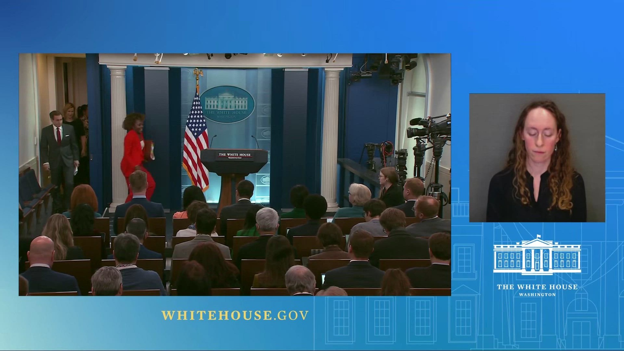Press Briefing by Press Secretary Karine Jean-Pierre and NSC Coordinator for Strategic Communications John Kirby.<br />The White House