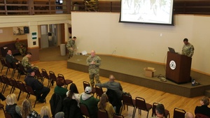 Fort McCoy command sergeant major speaks during January 2024 town hall, workforce briefing for installation workforce