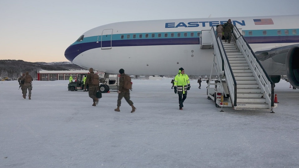 DVIDS - Video - U.S. Marines with 2nd Marine Aircraft Wing (MAW) arrive in Norway for Exercise Nordic Response 24 (B-Roll)