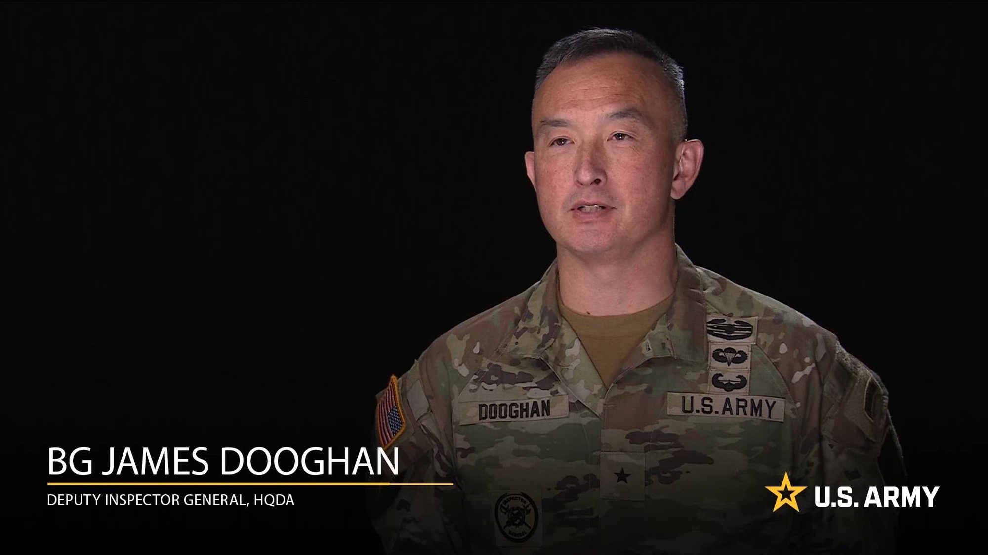 U.S. Army Brig. Gen. James K. Dooghan, Deputy, The Inspector General of the Army, shares his leadership philosophy and other topics in an interview at the Pentagon, Washington, DC, Sept. 27, 2023. (U.S. Army video)