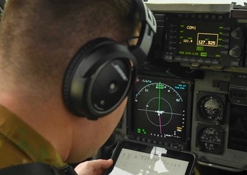 C-17 Globemaster II pilots assigned to the 14th Airlift Squadron conduct pre-flight checks in preparation for exercise Bamboo Eagle 24-1