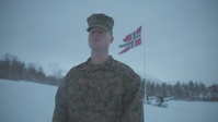U.S. Marine pinned meritorious sergeant by members of the Norwegian Army (B-Roll)