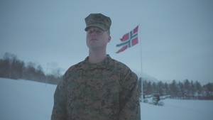 U.S. Marine pinned meritorious sergeant by members of the Norwegian Army (B-Roll)