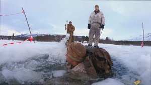 U.S. Marines endure an ice-breaker drill in preparation for Exercise Nordic Response 24 (B-Roll)