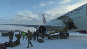 U.S. Marines with 2nd Marine Aircraft Wing (MAW) arrive in Norway in preparation for Exercise Nordic Response 24 (B-Roll)