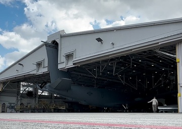 KC-135T Stratotanker towed out of hangar