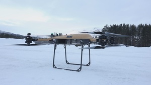 CLB 6 Conduct Test Flights Using a Tactical Resupply Vehicle 150 (TRV- 150) unmanned aircraft system while in Norway