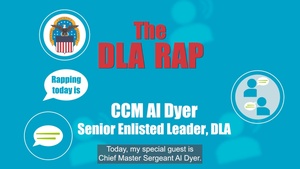 DLA Rap with Command Chief Master Sergeant, U.S. Air Force, Al Dyer (emblem open caption)