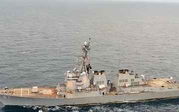 Aerial Video of USS Mason in the Red Sea During Operation Prosperity Guardian