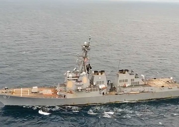 Aerial Video of USS Mason in the Red Sea During Operation Prosperity Guardian