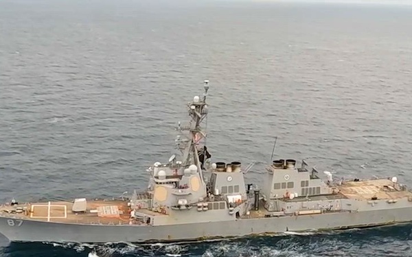 Aerial Video of USS Mason in the Red Sea During Operation Prosperity Guardian