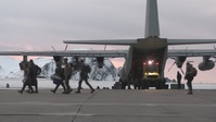 U.S. Marine Corps KC-130J Super Hercules aircraft with VMGR-252 arrive in Norway for Nordic Response 24 (B-Roll)