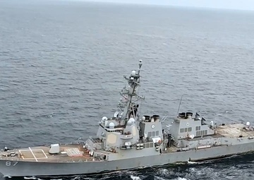 360 Aerial Video of USS Mason in the Red Sea During Operation Prosperity Guardian