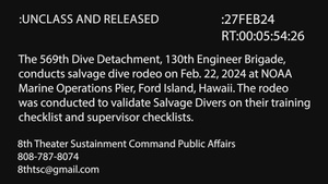 The 569th Dive Detachment, 130th Engineer Brigade, conducts salvage dive rodeo