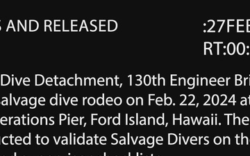 The 569th Dive Detachment, 130th Engineer Brigade, conducts salvage dive rodeo