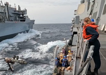 Video: Attaching a Fuel Line Aboard USS Mason During a Replenishment-at-Sea