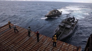 USS Gunston Hall conducts small boat operations with Le Bataillon de Fusiliers Marins (BFM) Détroyat and Swedish and Finnish Marines during Steadfast Defender