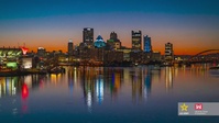 Time lapse: Barge traffic moves through port of Pittsburgh at sunrise