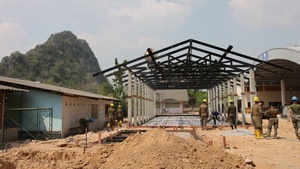 Cobra Gold 24; Marines with Marine Wing Support Squadron 174 pour a concrete pad for the Bankhaocha-Angkromklong School