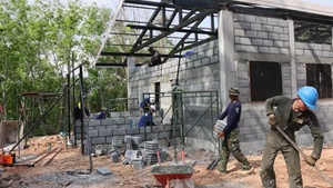 Cobra Gold 24; Marines with Marine Wing Support Squadron 171 lay bricks at the Ban Prakaet School