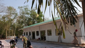 Cobra Gold 24; U.S. Marines with Marine Wing Support Squadron 171 pour a concrete pad in front of the Ban Parakaet School