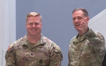 Capt. Jordan Henrickson, first air defense officer to earn the Master Army Instructor Badge.