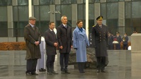 Family portrait during the flag-raising ceremony to mark Sweden’s accession to NATO