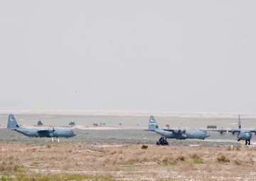 AFCENT C-130s takeoff with humanitarian aid bound for Gaza