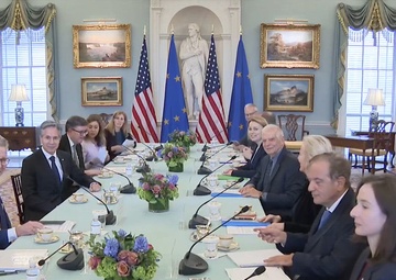 Secretary of State Antony J. Blinken meets with European Union High Representative Josep Borrell at the Department of State