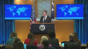 Secretary of State Antony J. Blinken delivers remarks to the press