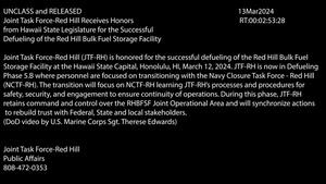 Joint Task Force-Red Hill Receives Honors from Hawaii State Legislature for the Successful Defueling of the Red Hill Bulk Fuel Storage Facility