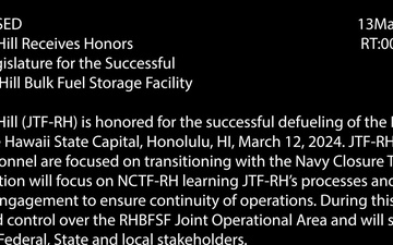 Joint Task Force-Red Hill Receives Honors from Hawaii State Legislature for the Successful Defueling of the Red Hill Bulk Fuel Storage Facility