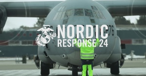U.S. Marines with VMFA-542 and VMGR-252 conduct distributed aviation operations in Sweden during Exercise Nordic Response 24