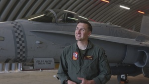 U.S. Marine Corps Maj. Matthew Andrews with Marine Fighter Attack Squadron (VMFA) 312 speaks on distributed aviation operations in Finland