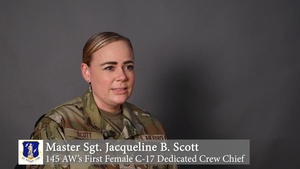 145 Airlift Wing's First Female C-17 Globemaster Dedicated Crew Chief