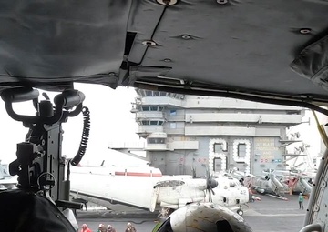 B-Roll: Landing and Takeoff on USS Eisenhower in an MH-60s Seahawk