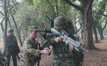 Joint battle drills between 2-2 Stryker Brigade Combat Team and 111th Infantry Battalion Royal Thai Army