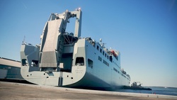 MV Roy P. Benavidez (T-AKR 306) Departs Newport News, Va.