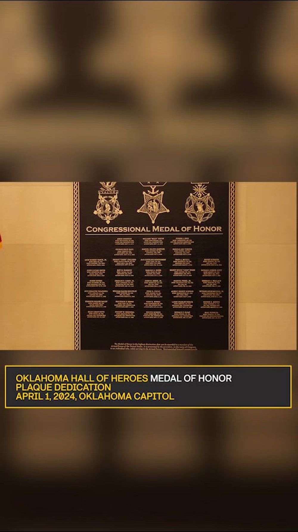 DVIDS - Video - Oklahoma Hall of Heroes Medal of Honor Plaque Dedication