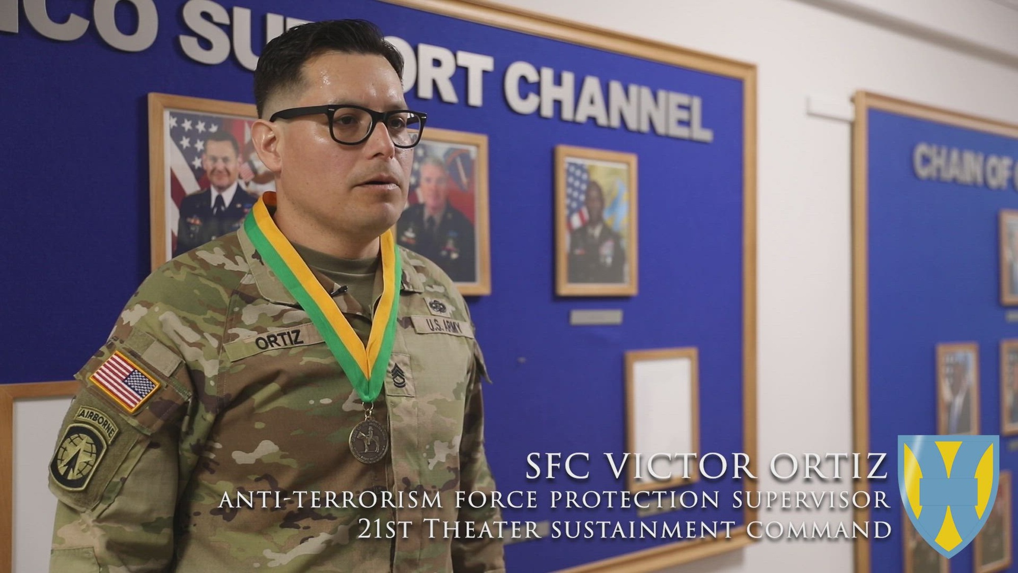 U.S. Army Sgt. 1st Class Victor Ortiz, anti-terrorism force protection supervisor, 21st Theater Sustainment Command, tells us what it means to him to be inducted into the Order of the Marechaussee.