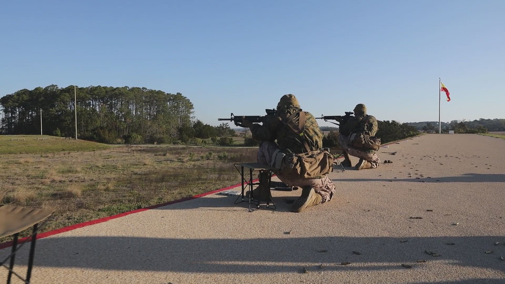 Recruits with Delta Company, 1st Recruit Training Battalion, conduct Table 1 qualification on Marine Corps Recruit Depot Parris Island, S.C., March 20, 2024. During qualification, recruits are tested on their knowledge of the fundamentals of marksmanship. (U.S. Marine Corps video by Lance Cpl. Jordy Morales)