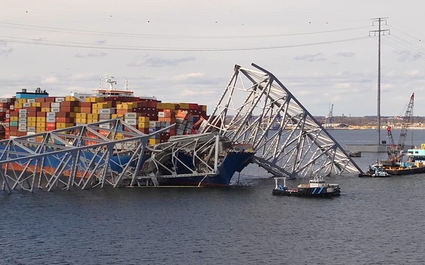 B-Roll: Key Bridge Response Drone Footage and Incident Command Post