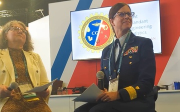 Coast Guard Assistant Commandant for Engineering and Logistics, speaks at the Sea Air and Space conference 2024