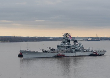 BB-62 Returns to Dry Dock at PNSY