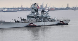 BB-62 Returns to Dry Dock at PNSY
