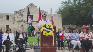 Rear Adm. Walter Brafford speaks to the vital role the Texas Navy had in the state’s road to independence.